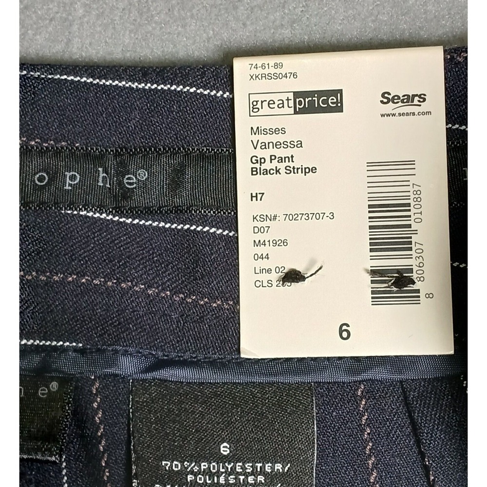 Apostrophe Womens‎ Vanessa Navy Pinstripe Wide Straight Leg Dress Pants Size 6 - Picture 11 of 14